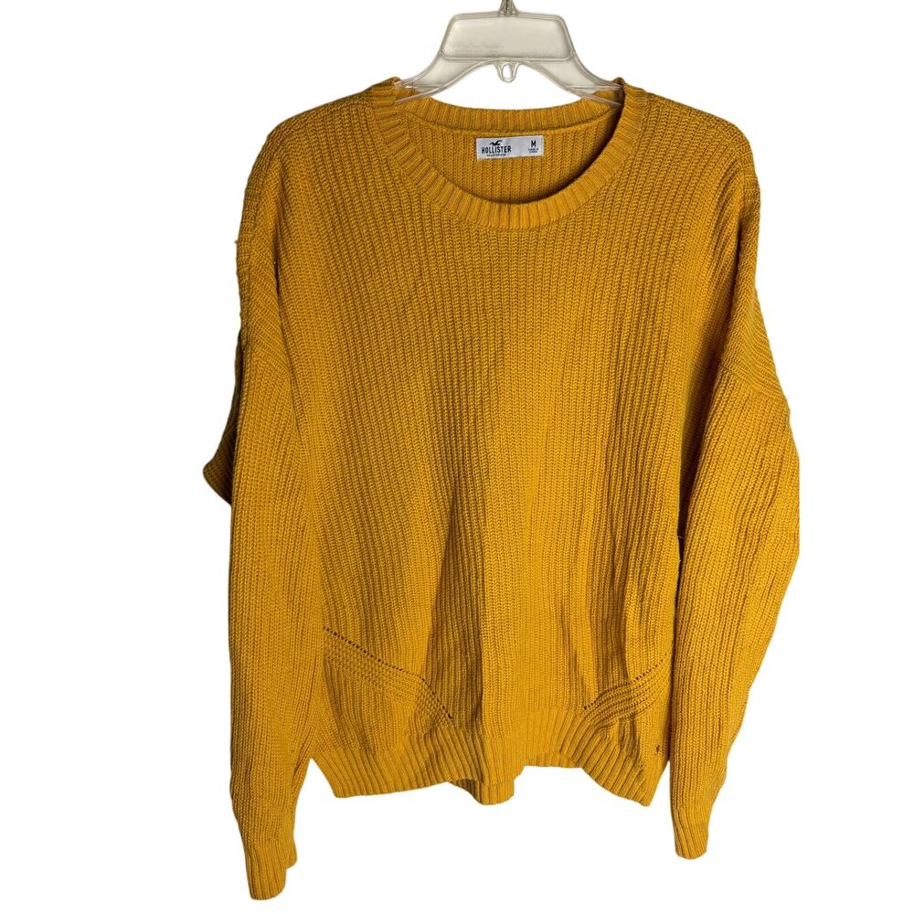 Hollister Mustard Yellow High Low Ribbed Knit Sweater Size Medium Y2K